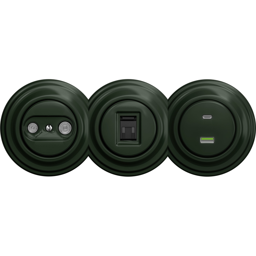 Kliklap - Винтидж телефонно гнездо TV+R (continuous) без рамка зелен