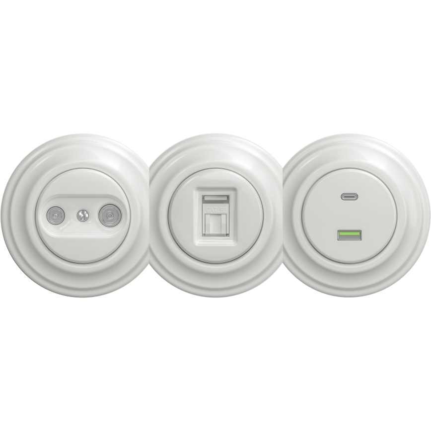Kliklap - Винтидж USB контакт A+C без рамка бял
