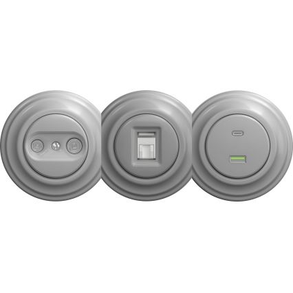 Kliklap - Винтидж USB контакт A+C без рамка сив