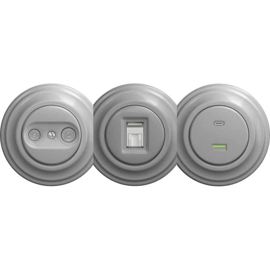 Kliklap - Винтидж USB контакт A+C без рамка сив