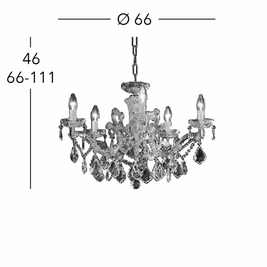 Kolarz 3149.85.3.KoT - Кристален пендел MARIA LOUISE 5xE14/40W/230V 24K златист