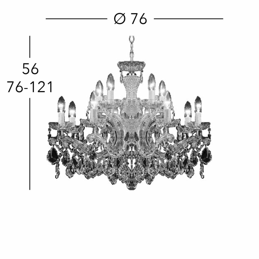 Kolarz 3149.88+4.3.KoT - Кристален пендел MARIA LOUISE 12xE14/40W/230V 24K златист