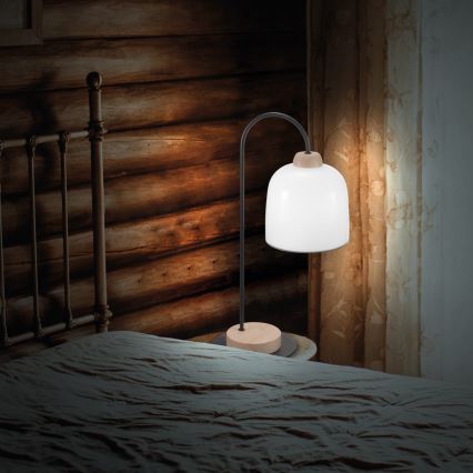 Kolarz A1352.71.Gr - Настолна лампа NONNA 1xE27/60W/230V дъб/бял/сив