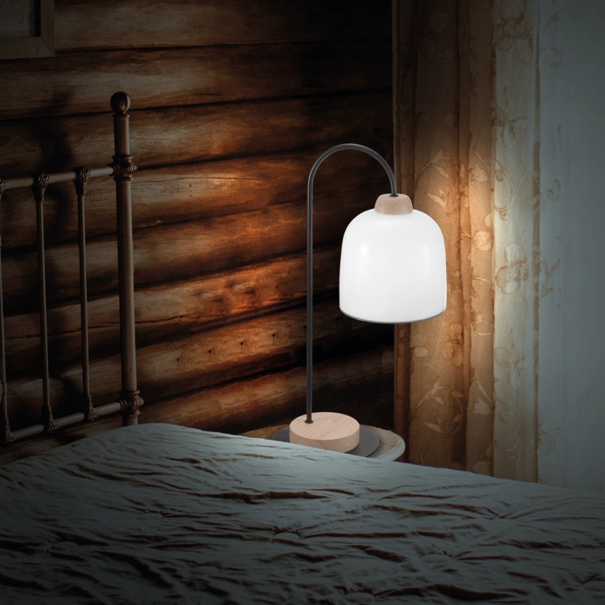 Kolarz A1352.71.Gr - Настолна лампа NONNA 1xE27/60W/230V дъб/бял/сив