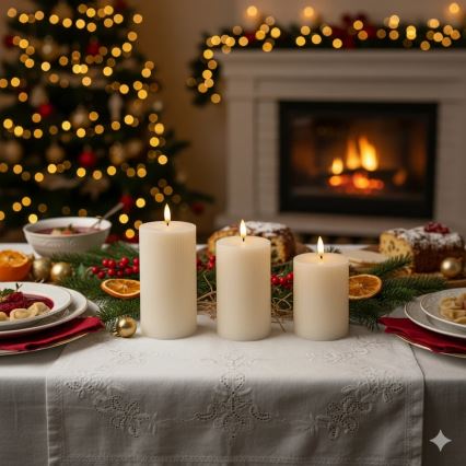 Komplekt 3x LED svešti BRILLO LED/3xAAA, kremavi + distantsionno upravlenie