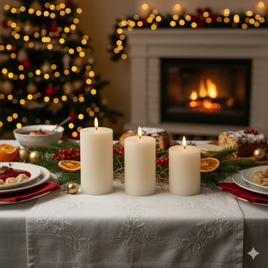 Komplekt 3x LED svešti BRILLO LED/3xAAA, kremavi + distantsionno upravlenie