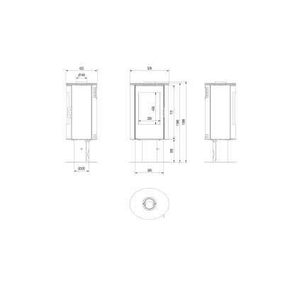 Kratki - Стоманена камина 8kW 150мм