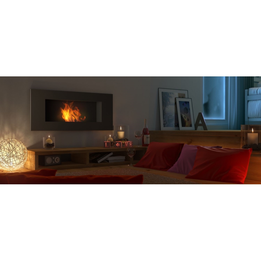 Kratki - BIO камина за вграждане 40x90 см 2kW черен
