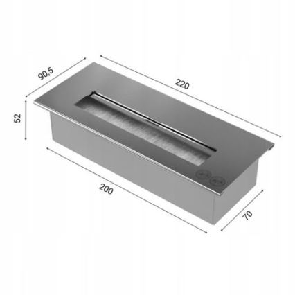Kratki - БИО камина за вграждане 40x120 см 3x1,1kW черен