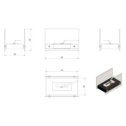 Kratki - БИО камина 25,2x39 см 1kW бял