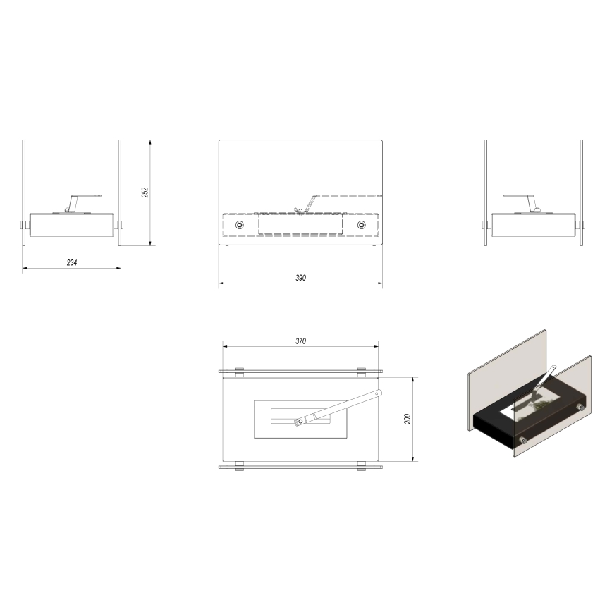 Kratki - БИО камина 25,2x39 см 1kW бял