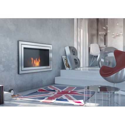 Kratki - Вграден БИО камина 65x180 см 3x2,5kW лъскав хром