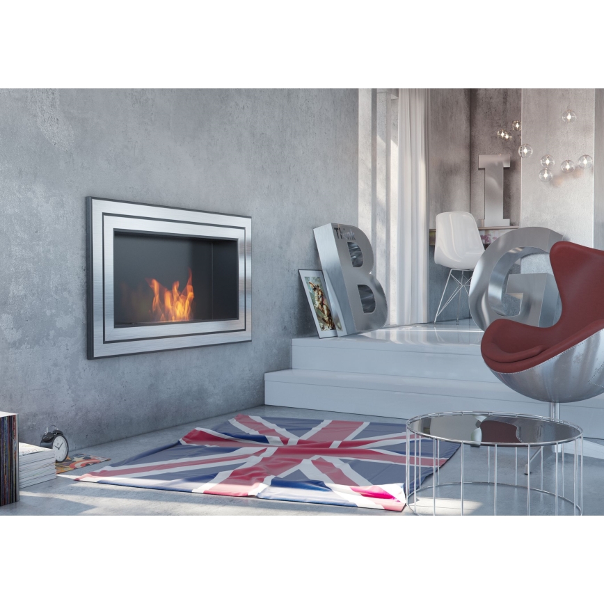 Kratki - Вграден БИО камина 65x180 см 3x2,5kW лъскав хром