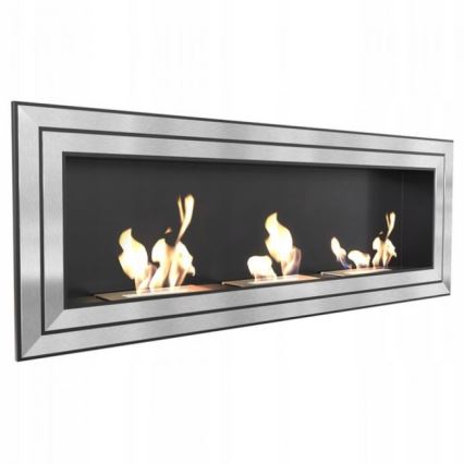 Kratki - Вграден БИО камина 65x180 см 3x2,5kW лъскав хром