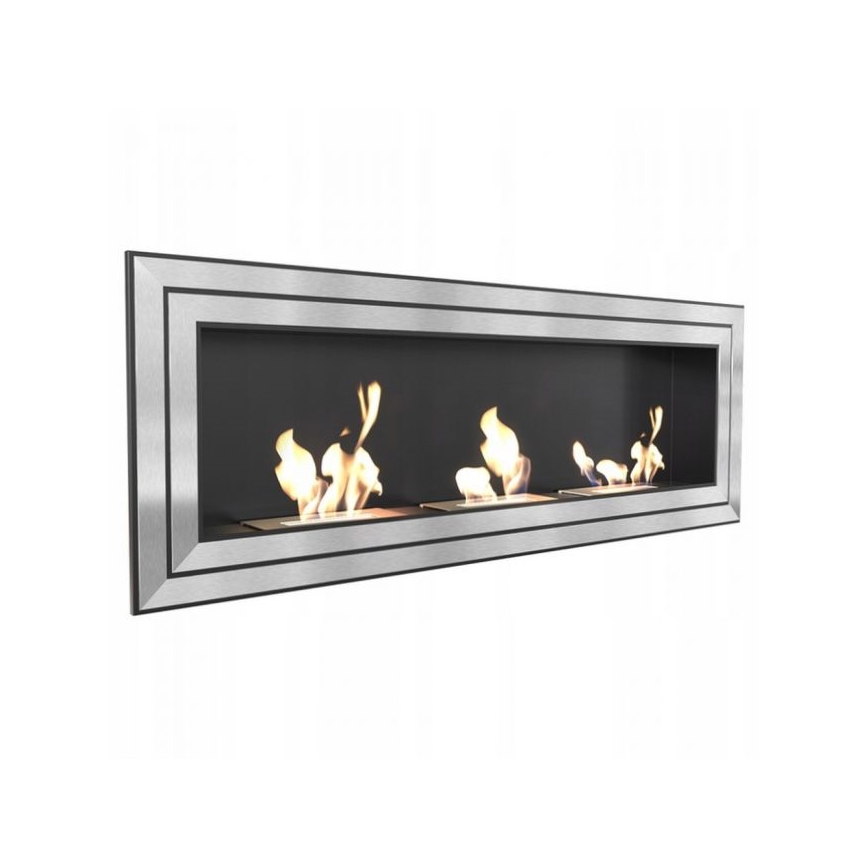 Kratki - Вграден БИО камина 65x180 см 3x2,5kW лъскав хром