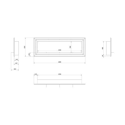 Kratki - Вграден БИО камина 65x180 см 3x2,5kW лъскав хром