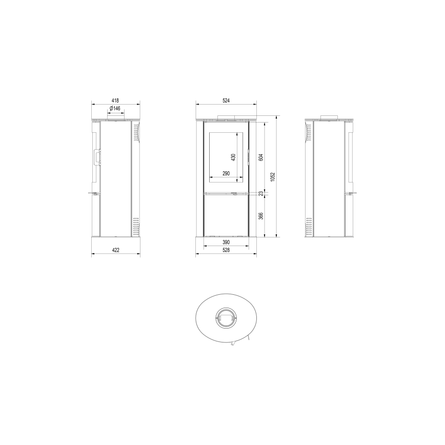 Kratki - Стоманена камина 8kW 150мм