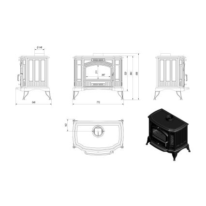 Kratki - Чугунена камина 10kW 15мм