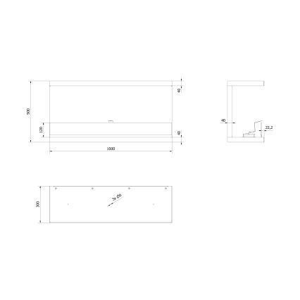 Kratki - Вграден БИО камина 50x100 см 3,5kW черен