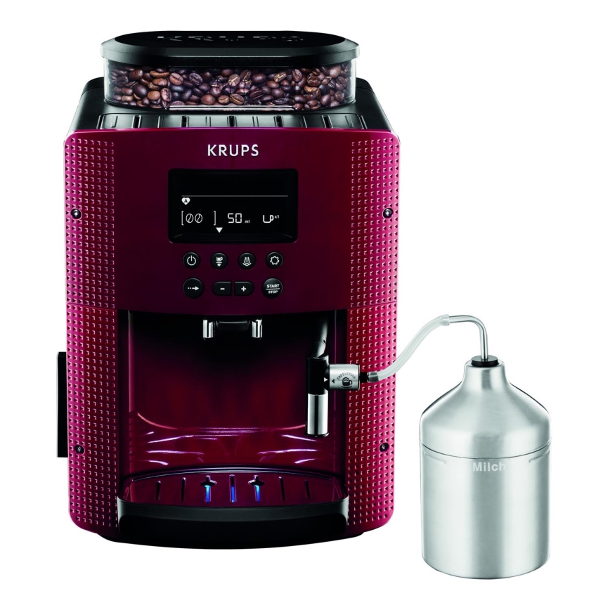 Krups - Автоматична кафе машина с контейнер за мляко ESSENTIAL 1450W/230V червен
