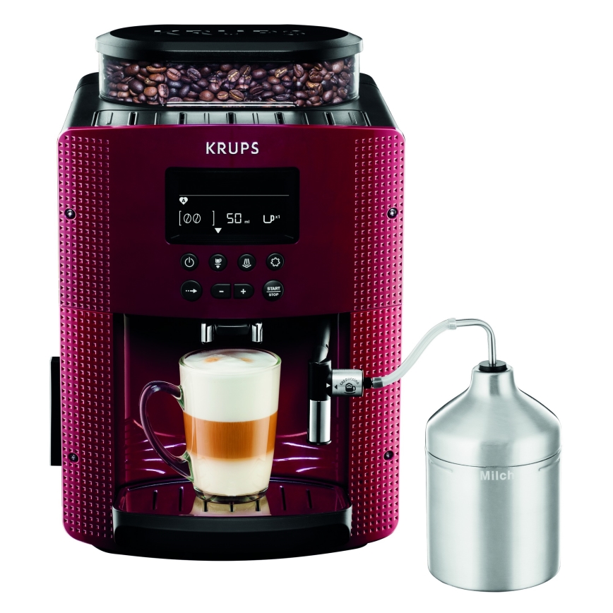 Krups - Автоматична кафе машина с контейнер за мляко ESSENTIAL 1450W/230V червен