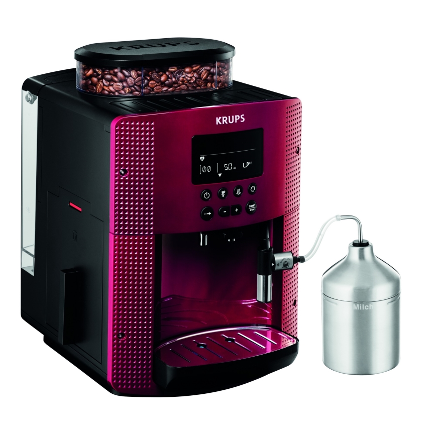 Krups - Автоматична кафе машина с контейнер за мляко ESSENTIAL 1450W/230V червен