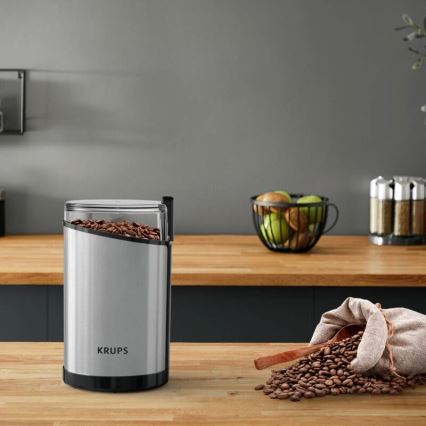 Krups - Електрическа кафемелачка 85g FAST-TOUCH 200W/230V матов хром
