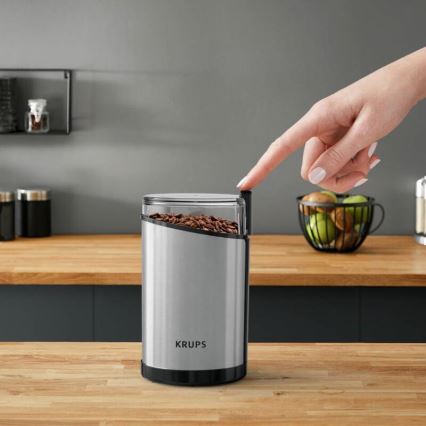 Krups - Електрическа кафемелачка 85g FAST-TOUCH 200W/230V матов хром