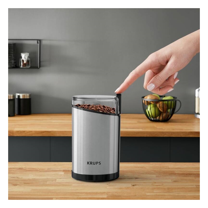 Krups - Електрическа кафемелачка 85g FAST-TOUCH 200W/230V матов хром