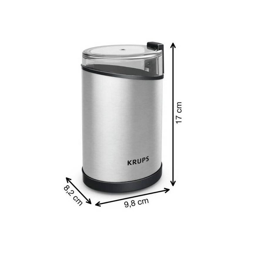 Krups - Електрическа кафемелачка 85g FAST-TOUCH 200W/230V матов хром