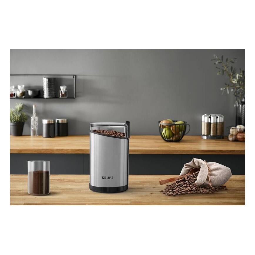 Krups - Електрическа кафемелачка 85g FAST-TOUCH 200W/230V матов хром