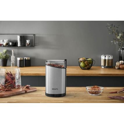 Krups - Електрическа кафемелачка 85g FAST-TOUCH 200W/230V матов хром