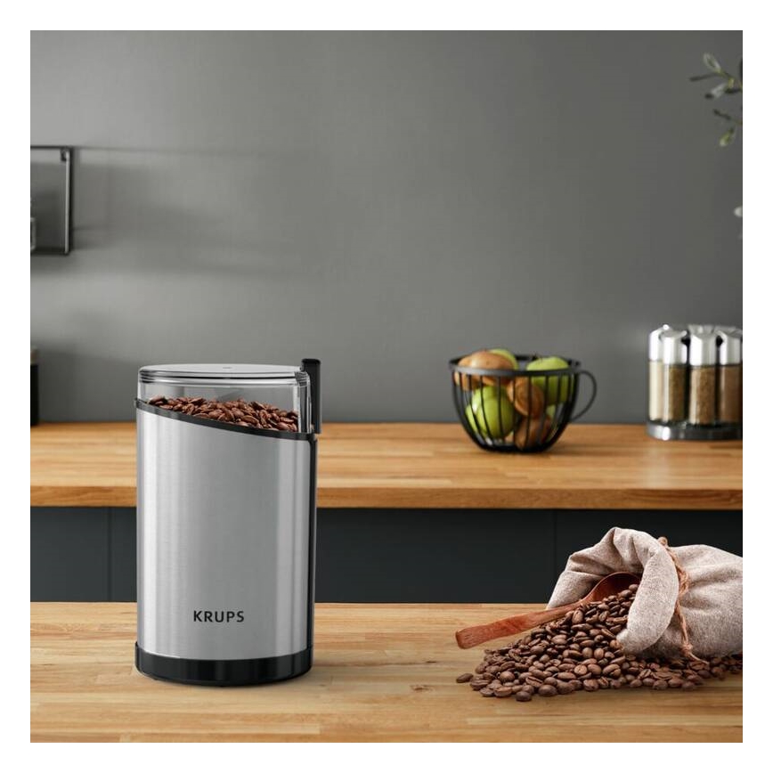 Krups - Електрическа кафемелачка 85g FAST-TOUCH 200W/230V матов хром