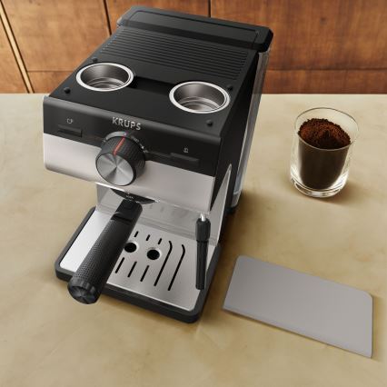 Krups - Кафе машина с лост за две чаши AUTHENTIC 1450W/230V сив