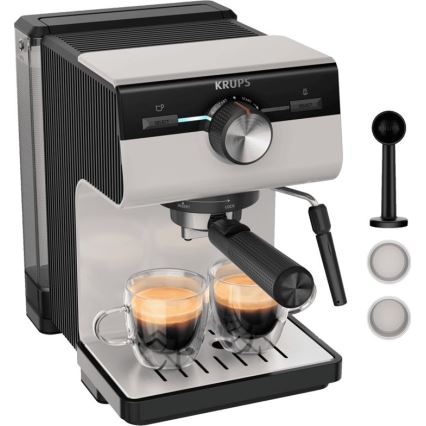 Krups - Кафе машина с лост за две чаши AUTHENTIC 1450W/230V сив