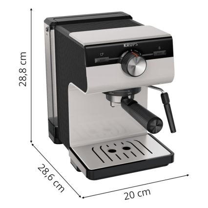 Krups - Кафе машина с лост за две чаши AUTHENTIC 1450W/230V сив