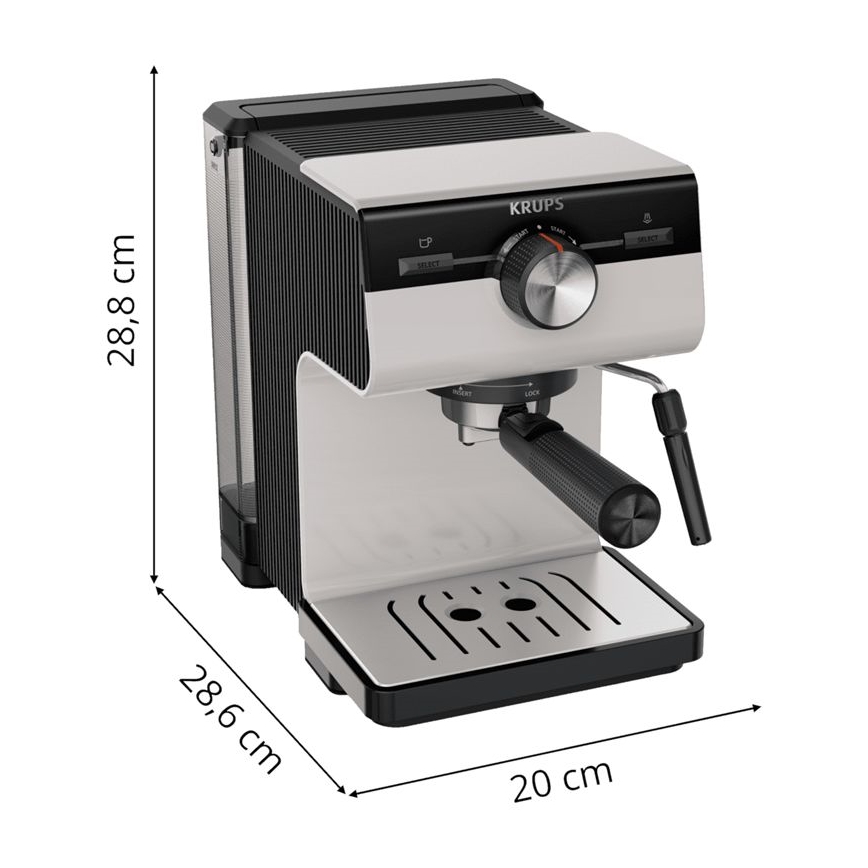 Krups - Кафе машина с лост за две чаши AUTHENTIC 1450W/230V сив