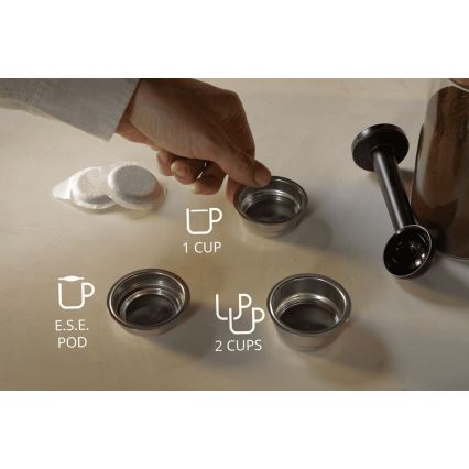 Krups - Кафе машина с лост за две чаши AUTHENTIC 1450W/230V сив