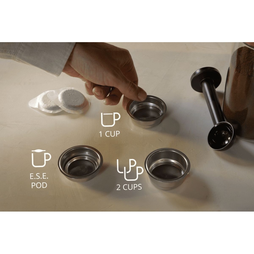 Krups - Кафе машина с лост за две чаши AUTHENTIC 1450W/230V сив