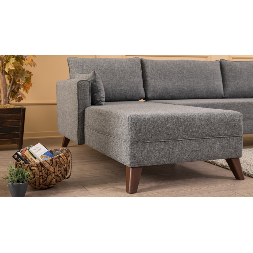 L-образен ъглов диван KORFU, сив, ляв