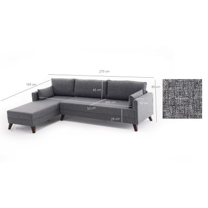 L-образен ъглов диван KORFU, сив, ляв