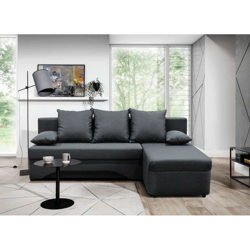 L-shaped upholstered универсален folding ъглов lounge suite ALMEIDA антрацит