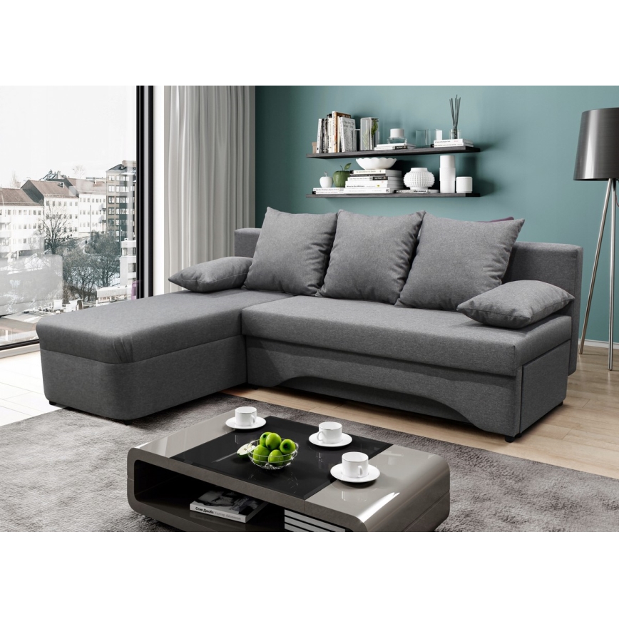 L-shaped upholstered универсален folding ъглов lounge suite ALMEIDA сив