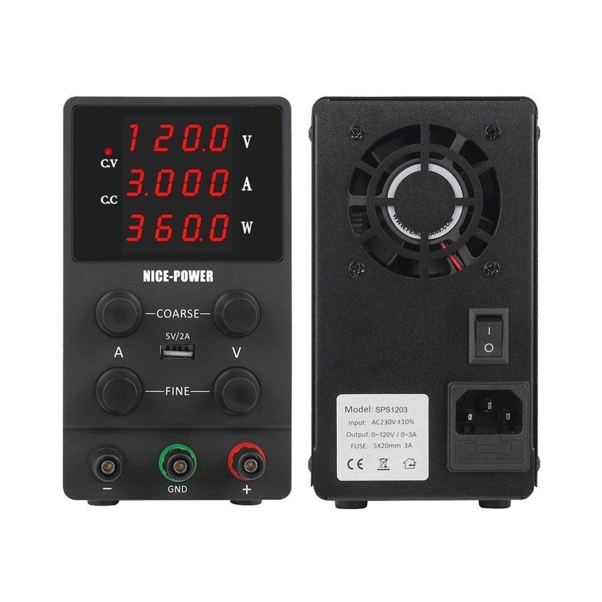 Лабораторен източник на захранване 0-120V/0-3A