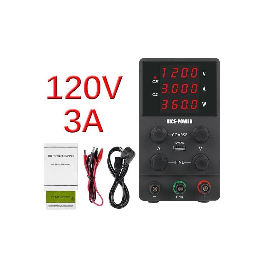 Лабораторен източник на захранване 0-120V/0-3A