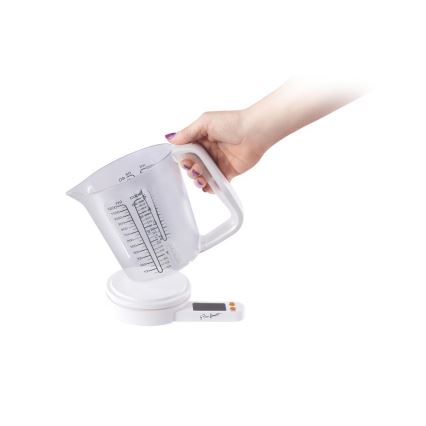 Lamart - Цифрова кухненска везна с мерителна чаша 2xAAA бяла