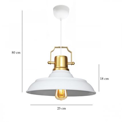 Лампа за окачване AYD 1xE27/40W/230V бяла/златна