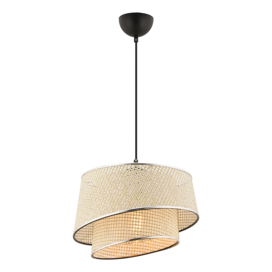 Лампа за окачване BARETTE 1xE27/60W/230V кремаво/лъскав хром