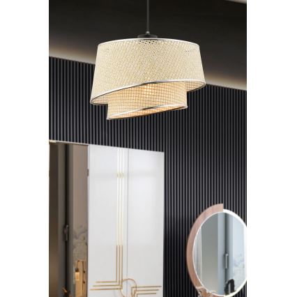 Лампа за окачване BARETTE 1xE27/60W/230V кремаво/лъскав хром