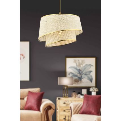Лампа за окачване BARETTE 1xE27/60W/230V кремаво/златно